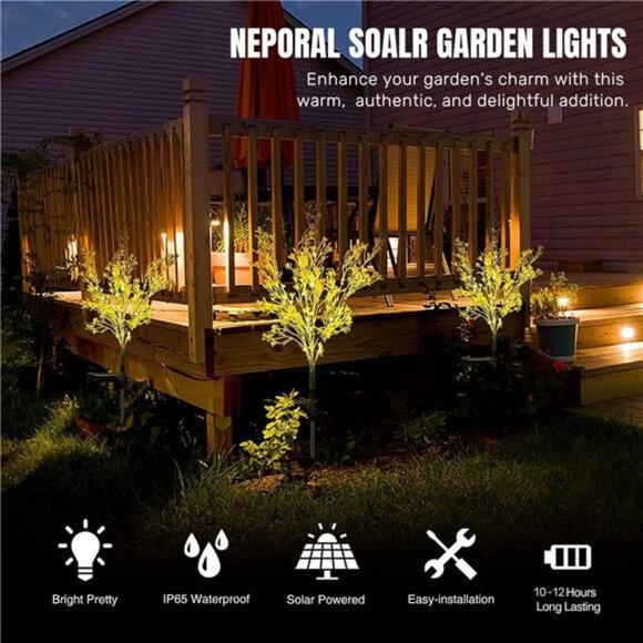 Solar Garden Lights Outdoor Decorative, Solar Flowers Lights Dusk to Dawn - Picture 2 of 7